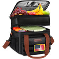 Tactical Lunch Box for Men- Large Insulated Lunch Bag-Expandable Adult Lunch Box with Adjustable Shoulder Strap-Large Lunch Tote Bag for Work Camping Fishing (Black-Leather) - color: Deep Black