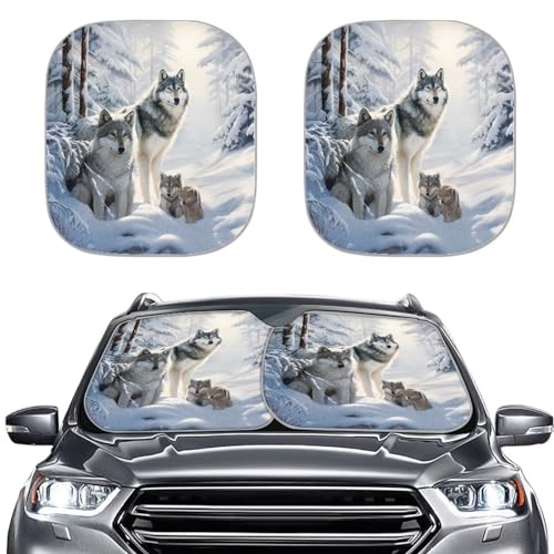 Classic Wolf Windshield Sun Shade Automotive Interior Sun Protection Blocks 99% UV Rays and Keeps Your Vehicle Cool Make Your Trip More Comfortable - color: Classic Wolf