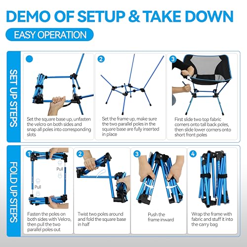 MARCHWAY Ultralight Folding Camping Chair, Heavy Duty Portable Compact for Outdoor Camp, Travel, Beach, Picnic, Festival, Hiking, Lightweight Backpacking (Sky Blue) - color: Sky Blue