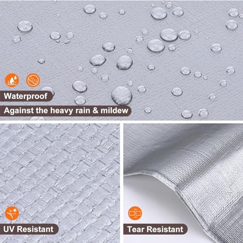 12 x 16ft Tarps Heavy Duty Thick Waterproof, Poly Canopy Silver + Black Tent Shelter Cover, 18 Mil Tarpaulin Shade, Rip and Tear Proof, UV Resistant Tarpaulin with Grommets and Reinforced Edges - color: Silver+black（18mil）, size: 12 x 16ft
