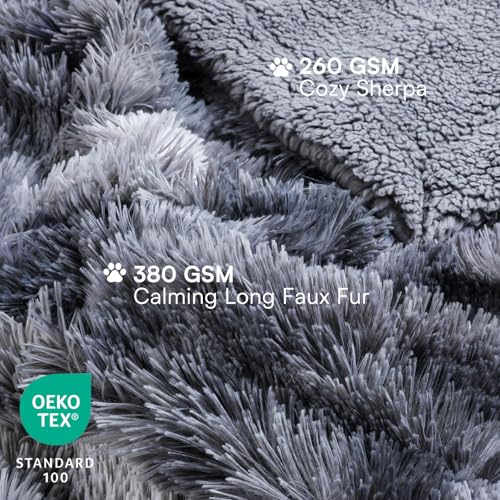 Luciphia Large Waterproof Dog Blanket for Pet Washable Liquid Proof Bed Intimacy Protection Shaggy Plush Calming Long Faux Fur Couch Cover Calming Cat Throw Blankets, Tie-dye Grey, 60" x 80" - color: Tie-dye Grey, size: 60"x80"