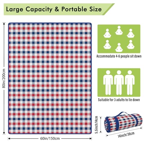 Independence Day Picnic Blankets Waterproof Foldable, Fourth of July Packable Picnic Mat Large Outdoor Blanket for Grass, Sandproof Picnic Accessories for Festival Party Beach Tent Lawn - color: E01, size: 5' X 6'8" (Rectangular)