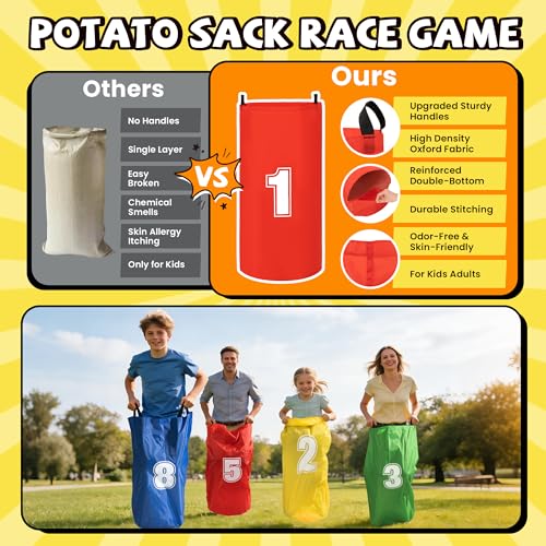 ropoda Field Day Games, Outdoor Carnival Games Potato Sack Race Bags for Adults and Kids, Bean Bags, Soft Plastic Cones,Ring Toss Set,Egg and Spoon Race, Outdoor Games Easter - color: 83PCS