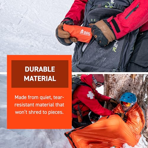 Survive Outdoors Longer 90% Emergency Bivvy - Comes with Survival Whistle & Tinder Paracord Drawstring - Add to Emergency Kit & Hiking Gear - Waterproof, Windproof & Tear-Resistant - color: Orange