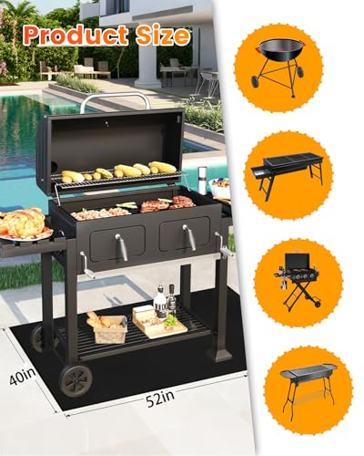 52x40in Under Grill Mats for Outdoor Grill,Double-Sided Fireproof Grill Pad,Indoor Fireplace/Fire Pit Mat,Waterproof Oil Proof Fiberglass Grill Mats, Ground Protection for Outdoor BBQ