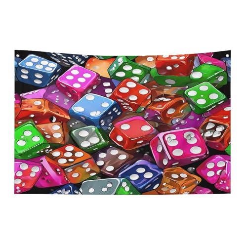 Heavy Duty Weather Resistant Polyester Flags 47x70 In, 4 Sizes Garden Flags for Outside, Games Dice Set Party Banner, Yard Decoration for Outdoor Patio, Entrance & Events - size: 47x70 Inch