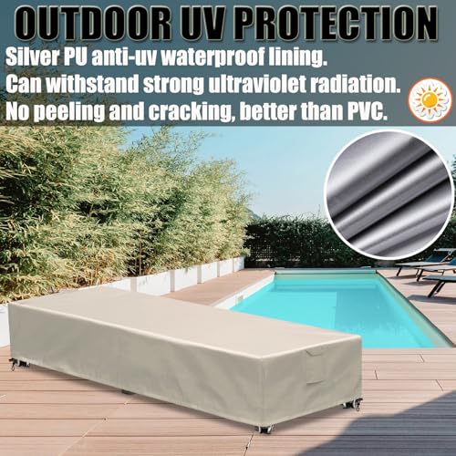 Outdoor Chaise Lounge Cover 2 Pack Patio Lounge Chair Covers Waterproof 600D Weather Resistant Material, UV Protection, Windproof Design Outside Furniture Covers 80" x 28" x 14" H,Beige - color: Beige, size: 2 Pack (80"l X 28"w X 14"h)