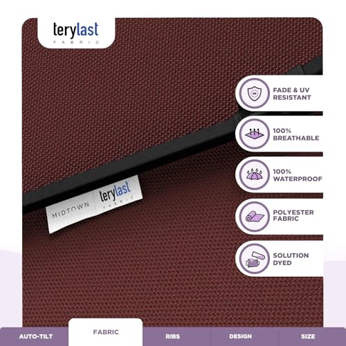 Midtown Umbrellas The Lean Patio Umbrella (Terylast Fabric - Cherry, 8 Foot) - color: Terylast Fabric - Cherry, size: 8 Foot