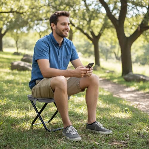 11.8" Portable Stool Folding Camping Stools for Adults Foldable Backpack Stool Pocket Chair Lightweight Travel Chair for Camping Fishing Hiking BBQ, Grey - color: Grey