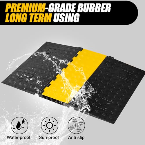 5 Channel Rubber Cable Protector Ramp, ADA Compiant Low Profile Drive Over Cable Protector, Wire Cord Cover Ramp for Wheelchiar, Walker, Gait Trainer, Rollator, Scooter, Low Vehicles
