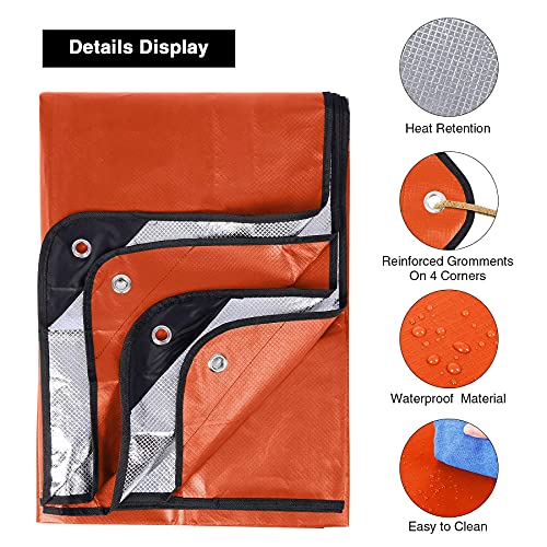RedSwing Insulated Tarp, Multipurpose Emergency Thermal Tarps, Waterproof All Weather Heavy Duty Heat Reflective Survival Blanket for Camping Hiking, Orange - color: Orange