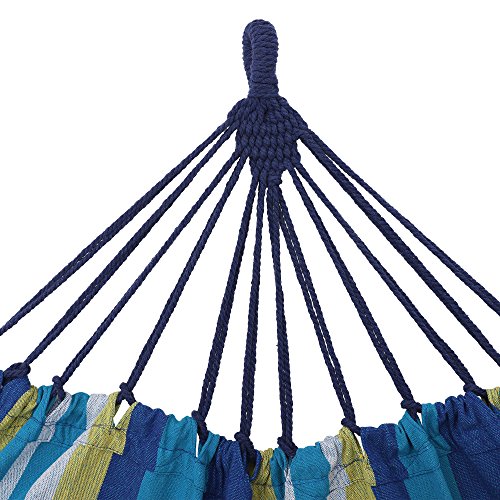 SONGMICS Double Hammock, 98.4 x 59.1 Inches, 660 lb Load Capacity, with Hanging Straps, Carabiners, Carry Bag, for Garden, Outdoor, Camping, Blue and Yellow Stripes UGDC15YU - color: Blue + Yellow Stripes