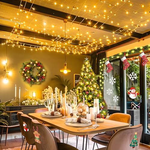 KNONEW 197FT 500 LED Christmas Lights Outdoor String Lights 8 Modes & Memory Fairy Light Plug in Waterproof LED String Lights for Xmas Yard Tree Wedding Party Holiday Decorations (Warm White) - color: Warm White, size: 197FT 500 LED