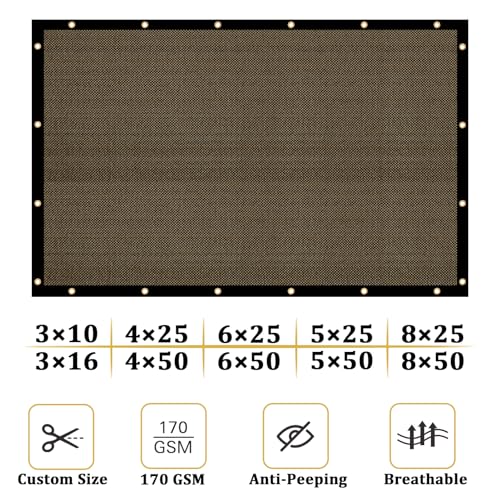 Shade&Beyond 3' X 16' Privacy Screen Fence 170 GSM Fencing Mesh Shade Net Cover for Wall Garden Yard Backyard Indoor Outdoor Home Decoration FR03, Brown - color: Brown, size: 0 3' X 1 6'