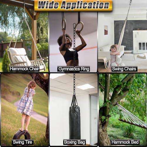 Black Swing Swivels 2 Pack, 304-Stainless Steel Swivel Rings, Double Eye Swivel Swing Hanger, Heavy Duty Swivel Hooks for Heavy Bag, Aerial Silks Swivel (M8, 2Pack) - color: Black, size: M8 x 2Pack