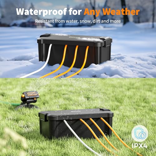 Diivoo Medium Weatherproof Extension Cord Cover, Outdoor Plug Protector Waterproof, Outdoor Extension Cord Box for Power Strip, Holiday Lights, Patio Heaters, Black - size: Medium