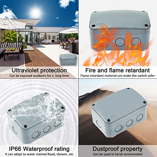 NineLeaf Outdoor Junction Box IP66 Waterproof Electrical Enclosure 4.9"x3.3"x2.3", PVC/ABS Project Box with 4PK 20mm Cable Glands, Weatherproof Grey Case for Outdoor Wire Connections, 2 Set - color: 2PK, size: Medium+4*M20