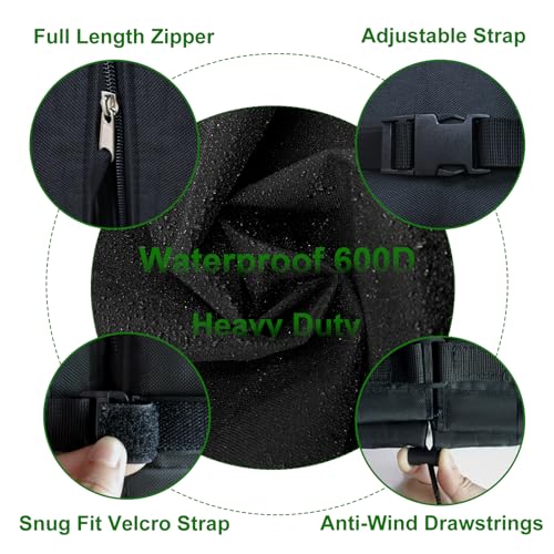 Patio Umbrella Cover Fits 7ft-10ft Market Umbrella, Waterproof 600D Heavy Duty Umbrella Covers with Extended Support Pole and Zipper for Easy On Off, Outdoor Parasol Covers with Storage Bag. - size: Fits Market Umbrella 7-10 Feet DIA