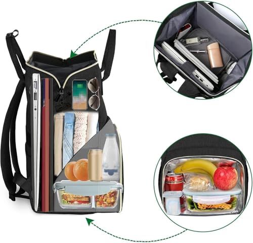 MATEIN Lunch Backpack for Women, Insulated Cooler Backpack Lunch Bag for Men, 15.6 Inch Leakproof Laptop College Tote Work Bag Teacher Nurse Picnic Office Commuter Travel, Black - color: Deep Black, size: 15.6inch