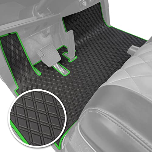Xtreme MATS Golf Cart Rubber Floor Mat Compatible with Yamaha Drive2 EFI QuieTech Models Only (2017-2026) & UMAX Rally 4x4 - Black with Green Trim - color: Green Trim, size: Drive2