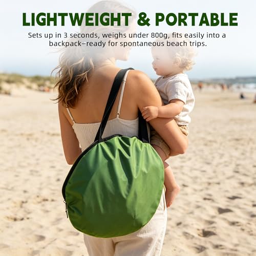 NARMAY Camping Tent, Pop Up Beach Tent, Portable Sun Shelter for 1-2 Person with UPF 50+ UV Protection - Green - color: Green