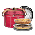 Pie Carrier With A Lid And Handle, With A Hard Edge That Won'T Collapse, Round Insulated Casserole Carrier,It Is Suitable For The Safe Transportation Of Cold And Hot Food (Red) - color: Red