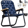 GoSports WOVN Beach Backpack Chair - 9 Styles Available - Premium Folding Camping Chair - color: Navy