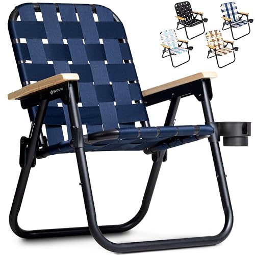 GoSports WOVN Beach Backpack Chair - 9 Styles Available - Premium Folding Camping Chair - color: Navy