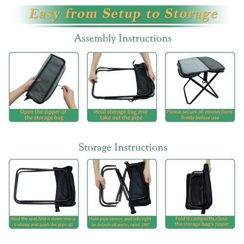 YANYUCB Portable Folding Chair,Ultralight Collapsible Stool,Camping Chair,Handbag Style Pocket Foldable Stool for Camping Travel Fishing Hiking and Outdoor Activities(Grey) - color: Grey