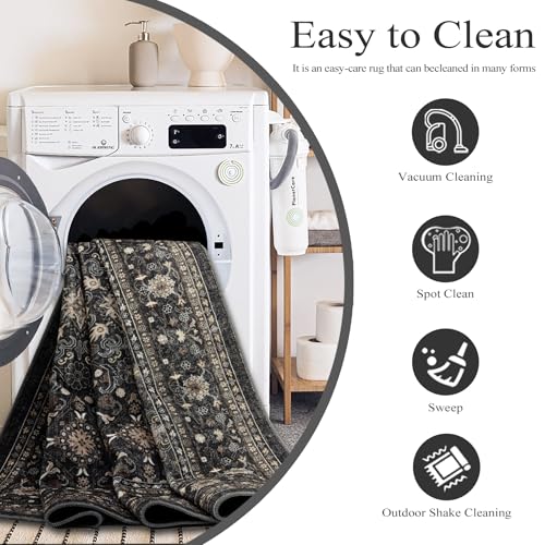 Ruaruarug Area Rug Non Slip Machine Washable Ultra Soft Living Room/Bedroom/Kitchen/Outdoor/Classroom Black Grey, 2'×3' - color: Dark Grey, size: 2' x 3' (Rectangular)