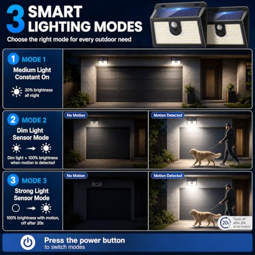 [6 Packs] Solar Motion Sensor Outdoor Lights, Super Bright Solar Lights Outdoor Waterproof, 3 Lighting Modes Security Wall Light for Outside Walking Dog Fence Backyard Deck Garden Door Step Garage - color: Cool White, size: 6 Pack
