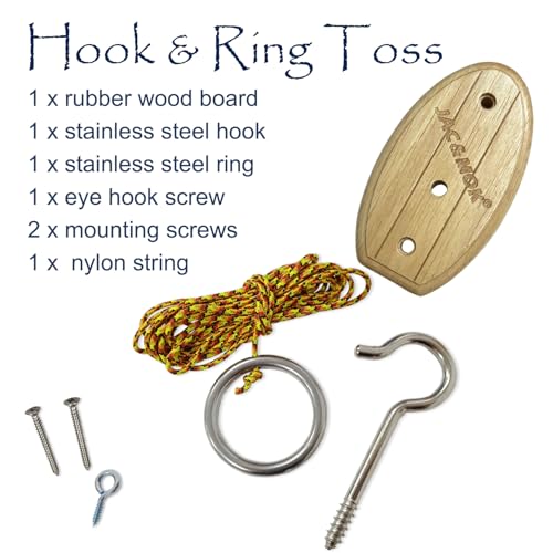 Hook and Ring Toss Game Swing Game DIY Kit -Stainless Steel Ring, Polyester Rope and Hardware - style: short board - yellow 1