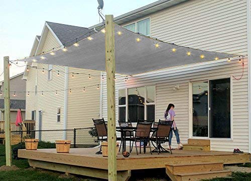 Sun Shade Sail Canopy, Patio Shade Cloth Outdoor Cover - Sunshade Fabric Awning Shelter for Pergola Backyard Garden Carport (Grey, 6' x 8' Rectangle) - color: Gray, size: 6' x 8' Rectangle