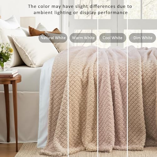 Exclusivo Mezcla Queen Size Fleece Blanket for Bed, Extra Soft Warm Decorative Fuzzy Blanket for Women, Lightweight Cozy Bedding Blankets, 90x90 Inches, Camel - color: Camel, size: Queen ( 90x90 in )