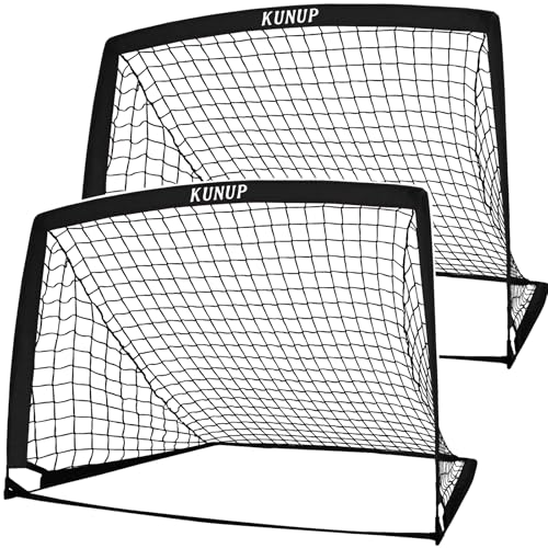 2 of 5×3 6x4 9x5 FT Portable Kids Soccer Goals Set, Foldable Soccer Practice Nets for Backyard with Carrying Bag for Toddler Youth Pop Up Soccer Training Equipment Indoor Outdoor Sports Game Gift - color: Black, style: 5x3FT