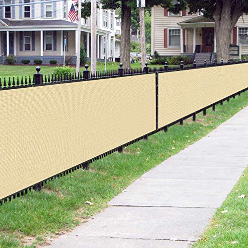 Sunnyglade 5 feet x 50 feet Privacy Screen Fence Heavy Duty Fencing Mesh Shade Net Cover for Wall Garden Yard Backyard (Sand, 5 ft X 50 ft) - color: Sand, size: 5 Ft X 50 Ft