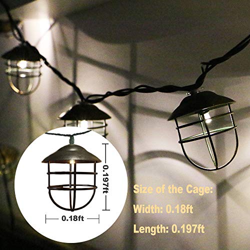 ACRAFT String Lights for Patio Metal Cage with Vintage Style Connectable Brown Lantern Pendant Lighting for Thanksgiving Christmas Lights for Tree Branches Outdoor Garden 10 Bulbs 7.1ft (Plug in)
