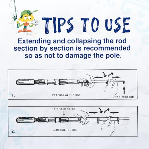 WIDDEN Kids Fishing Pole, Portable Telescopic Kids Fishing Poles for Boys and Girls, Fishing Rod and Reel Combo Kit with Tackle Box, and Fishing Net, Best Fishing Pole for Toddler Youth - color: Blue+Blue