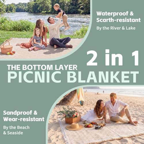 2 in 1 Extra Large Boho Beach Blanket Towel Sand Free Outdoor Picnic Mat Giant Oversized Xl Big Jumbo Huge Turkish Woven Throw Cloud Summer Vacation Essential Travel Must Have Accessories Women Gift - color: Brown, size: 70''*70''