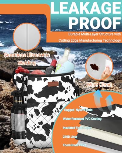 Soft Cooler Backpack 30 Cans/45 Cans, Backpack Coolers Insulated Leak Proof Thermal Lunch Backpack for Men Work Small Cooler Bag Beach Travel Picnic Drink Beverage Beer - color: Cow Print, size: 45 Cans