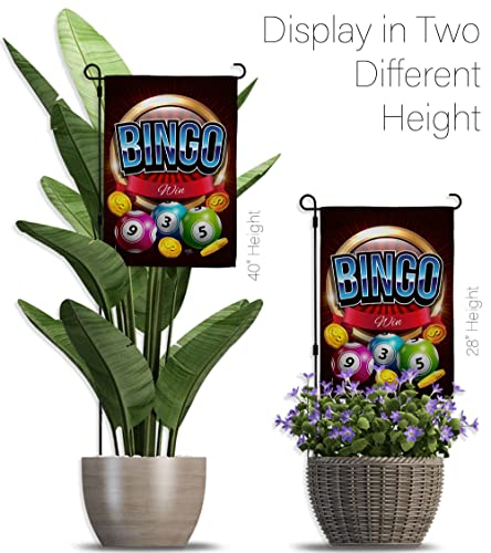 Breeze Decor Bingo Win Garden Flag Set with Stand Interests Games Bunco Night Dice Poker Hobbies Leisure Activity House Decoration Banner Small Yard Gift Double-Sided, Made in USA - size: Garden Flag Set 13"x 18.5" w/ Flagpole