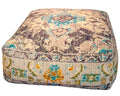 Mandala Life ART Boho Floor Cushion Cover Gray Square Moroccan Pouf Ottoman Pillow for Meditation Yoga and Boho Chic Low Seating Area Cotton 24x8 Unstuffed - color: Grey