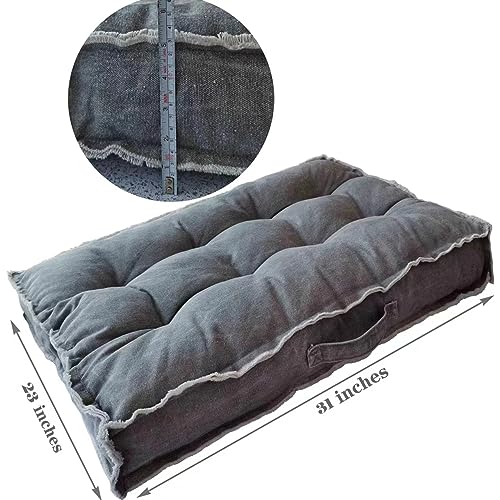 Large Floor Pillow Meditation Cushion,Tufted Seat Cushions Kids Reading Nook Cushion Floor Pillows Seating for Adults,Thick Floor Cushion Sitting Pillow for Living Room Balcony Outdoor（Gray）