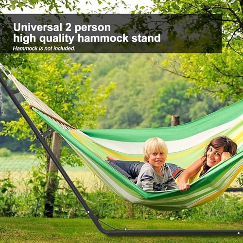 Universal 2 Person Hammock Stand, Heavy Duty Steel Hammock Stand 550 Lbs Capacity, Adjustable Portable Hammock Stand, Fits 9 to 14 Foot Hammocks for Outdoor Indoor with Chain, Hook, and Carrying Bag - size: Large