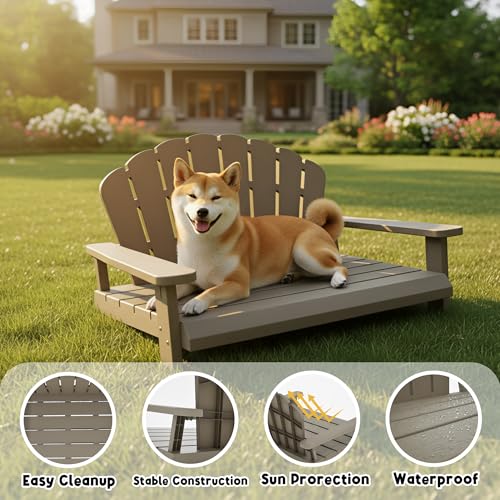 Fancyango Resin Dog Sofa Indoor Outdoor Waterproof Bed Stable Resin Comfort Design - Easy Assembly in Minutes (Gray 35.24''*29''*18.5'') - color: Gray
