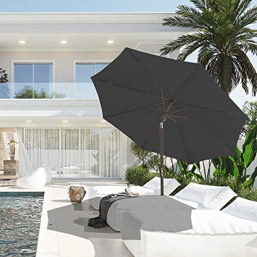 JEAREY 9FT Outdoor Patio Umbrella Outdoor Table Umbrella with Push Button Tilt and Crank, Market Umbrella 8 Sturdy Ribs UV Protection Waterproof for Garden, Deck, Backyard, Pool (Black) - color: Black