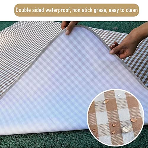 K Y KANGYUN Outdoor Picnic Blanket, Extra Large Beach Blankets, Foldable Lightweight Waterproof Sand Mat, Picnic Blanket 80" x 60" for Beach Camping Hiking Park Patio (Brown, 80x60 inch) - color: Brown, size: 5' x 6'8"