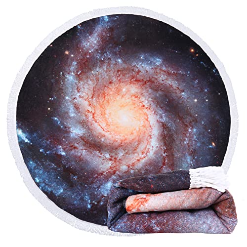 Benefeet Sox Beach Towel Large Round Mandala Pool Towels Tassels Microfiber Quick Dry Beach Blanket Throw Bohemian Roundie Swim Pool Circle Towel, 59 Inches - color: Space Galaxy