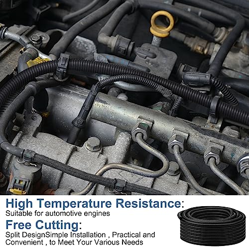 Kanayu Split Wire Loom Tubing Flame Retardant Wire Covering High Temperature Cable Sleeves Split Protector Cable Conduit for Industrial Electrical Automotive Marine(1/2''-25 ft,Black) - color: Black, size: 1/2''-25 Ft
