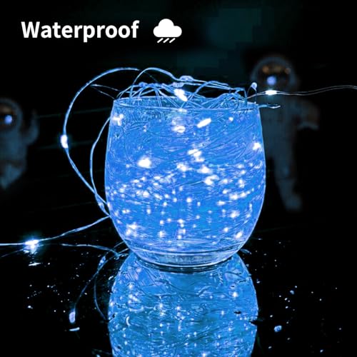 Solar String Lights Outdoor, 33 Feet 100 LEDs 8 Modes Solar Fairy Lights for Outside, Waterproof Outdoor Light for Patio Yard Christmas Tree Halloween Wedding Party Decorations, Blue - color: Blue, size: 100 LEDs